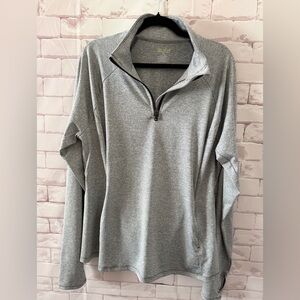 Tek Gear Gray Quarter-Zip Pullover, XL, Thumbholes, Adjustable Waist Gym Active